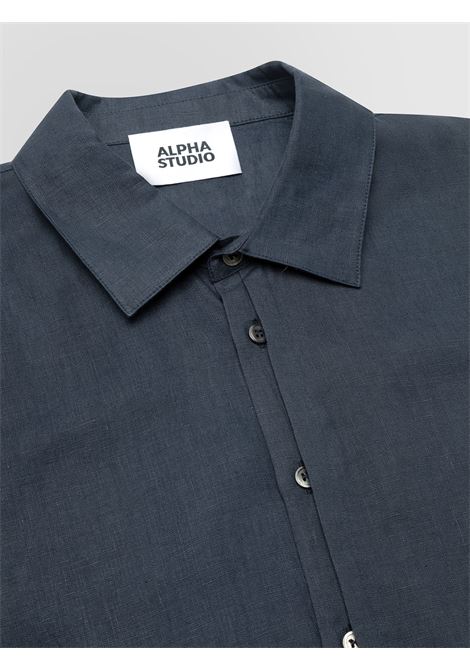 Alpha Studio camicia in lino blu a maniche corte ALPHA STUDIO | CAMICIE | AU-5375L1001